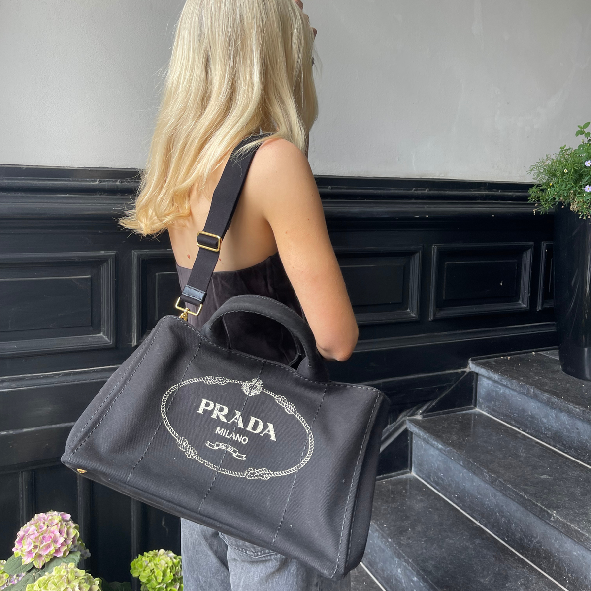 Prada Large Canapa White Canvas