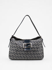 Fendi Double Flap Blue Canvas