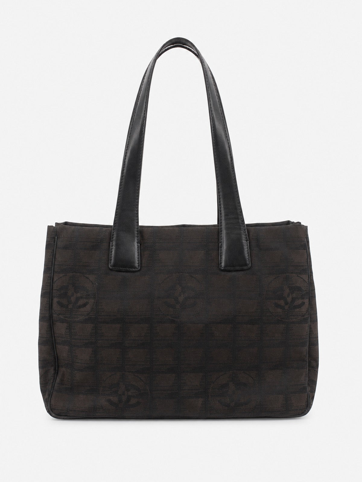 Chanel Small New Travel Line Tote Brown Stiff nylon
