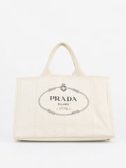Prada Large Canapa Cream Canvas