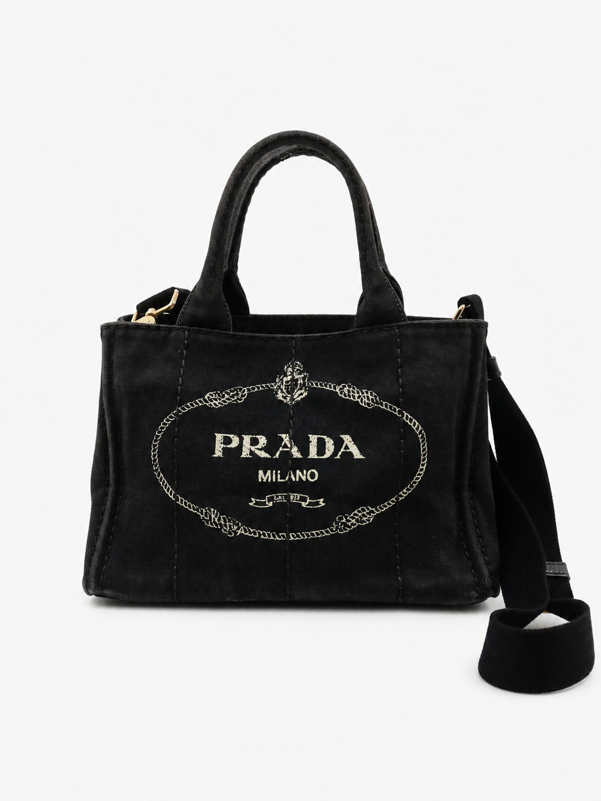 Prada Small Canapa Black Canvas