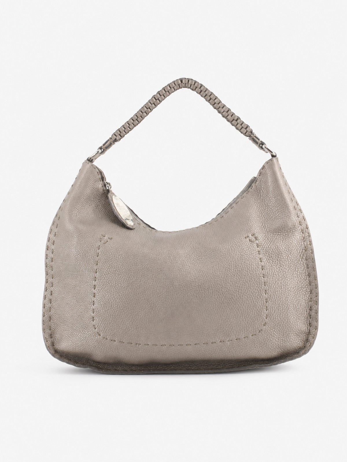 Fendi Shoulder Bag Silver Leather